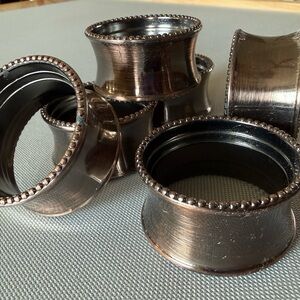 Copper-Tone Beaded Edge Napkin Rings - Set of 6